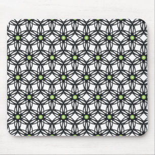 Svart Grönt och vit cirkulär geometrisk design Musmatta