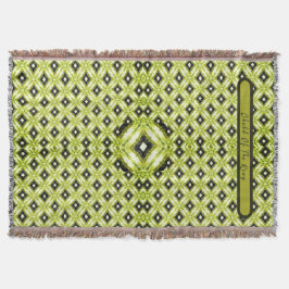 Svart, Grönt och vit romb Mönster Filt