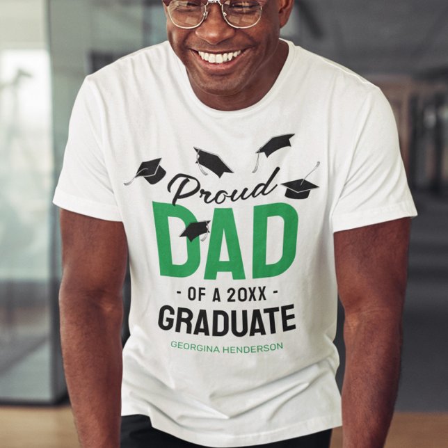 Svart Grönt Proud Pappa 2025 Student T Shirt (Skapare uppladdad)