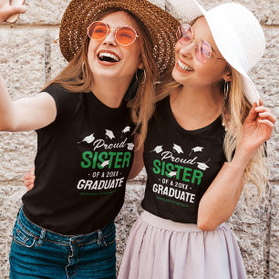 Svart Grönt Proud Sister 2025 Student T Shirt
