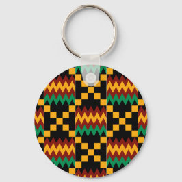 Svart, Grönt, rött och Gult Kente Trasa Nyckelring