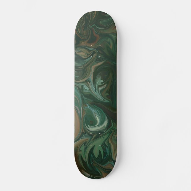 Svart Grönt Swirl Skateboard (Framsida)
