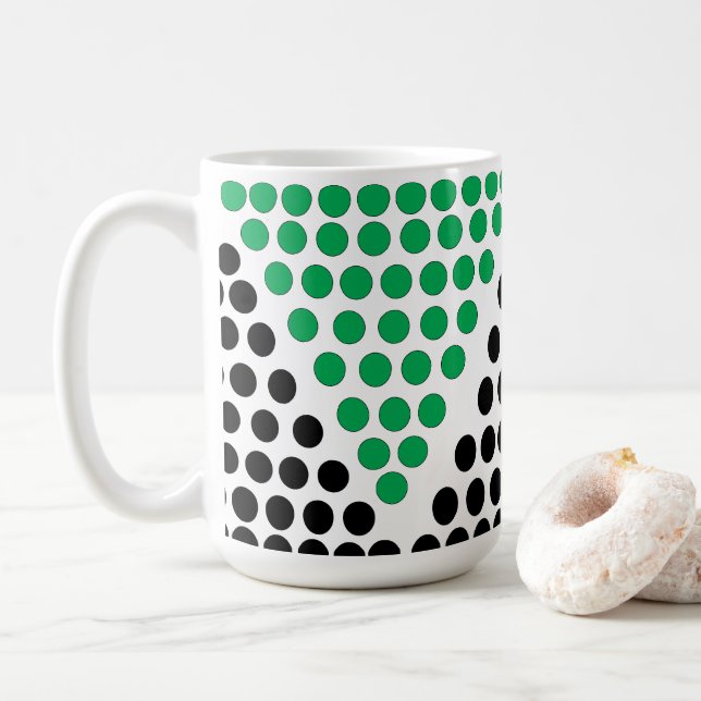 Svart Grönt, triangelcirkel Geometric Mönster Kaffemugg (Med munk)