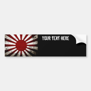 Svart Grunge Japan Uppgående Solflagga Bildekal