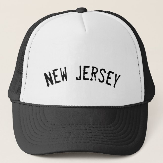 Svart Grunge New Jersey Truckerkeps (Framsida)