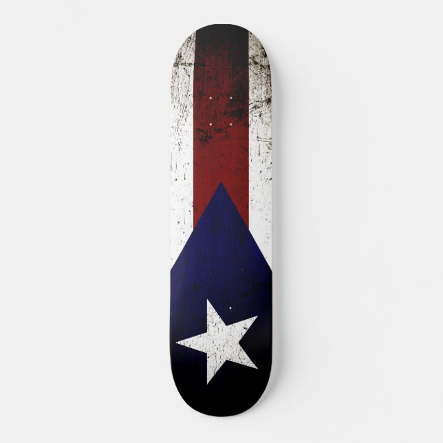 Svart Grunge Puerto Rico Flagga Skateboard Bräda 19,5 Cm (Framsida)