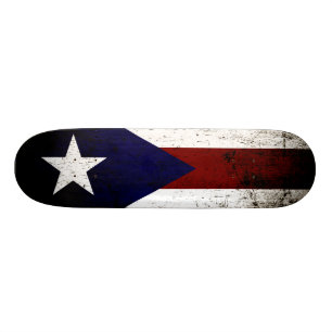 Svart Grunge Puerto Rico Flagga Skateboard Bräda 19,5 Cm