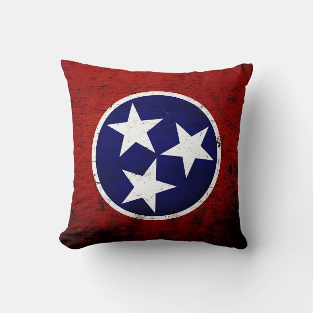 Svart Grunge Tennessee Statsflagga Kudde (Framsida)