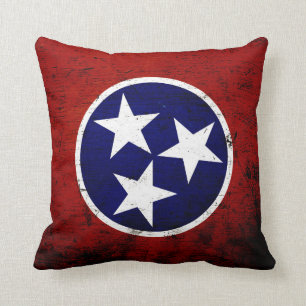 Svart Grunge Tennessee Statsflagga Kudde