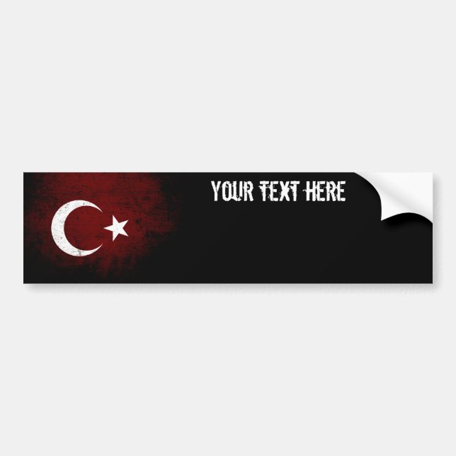 Svart Grunge Turkiet Flagga Bildekal (Framsidan)