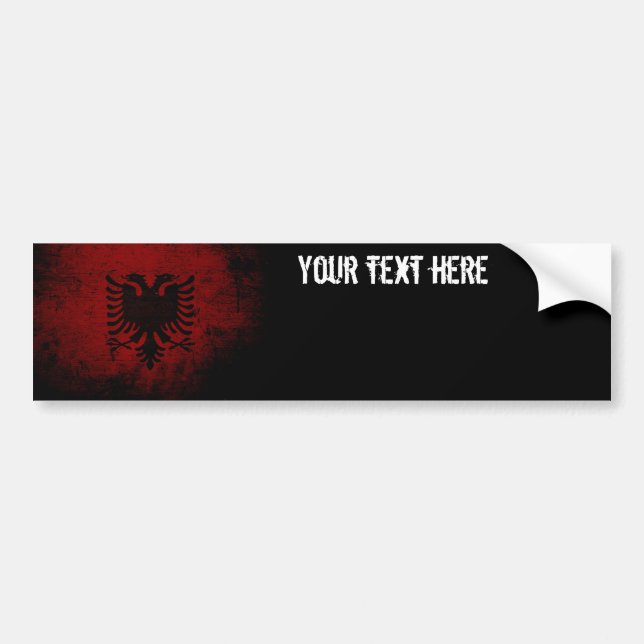 Svart GrungeAlbanien flagga Bildekal (Framsidan)