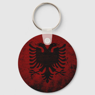 Svart GrungeAlbanien flagga Nyckelring