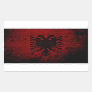 Svart GrungeAlbanien flagga Rektangulärt Klistermärke