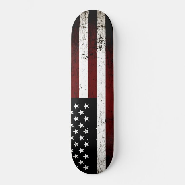 Svart Grungeamerikanska flaggan Skateboard Bräda 20 Cm (Framsida)