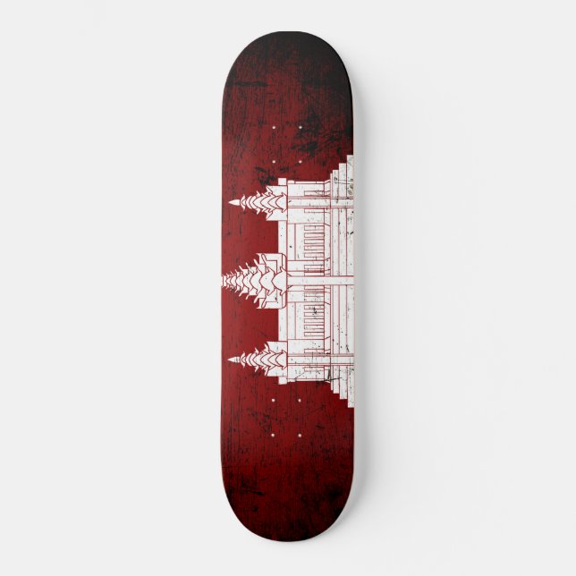 Svart GrungeCambodja flagga Skateboard Bräda 19,5 Cm (Framsida)