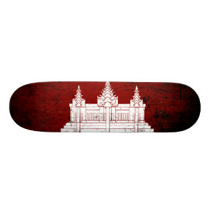 Svart GrungeCambodja flagga Skateboard Bräda 19,5 Cm