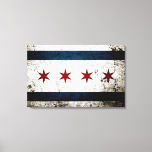 Svart GrungeChicago flagga Canvastryck