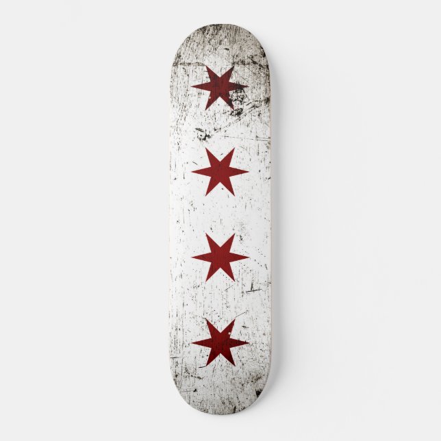 Svart GrungeChicago flagga Old School Skateboard Bräda 21,6 Cm (Framsida)