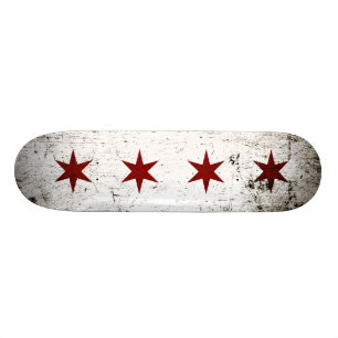 Svart GrungeChicago flagga Old School Skateboard Bräda 21,6 Cm