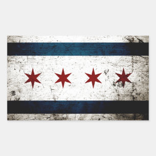 Svart GrungeChicago flagga Rektangulärt Klistermärke