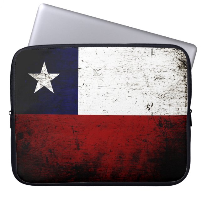 Svart GrungeChile flagga Laptop Sleeve (Framsidan)