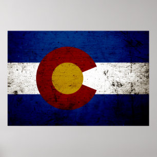 Svart GrungeColorado statlig flagga Poster
