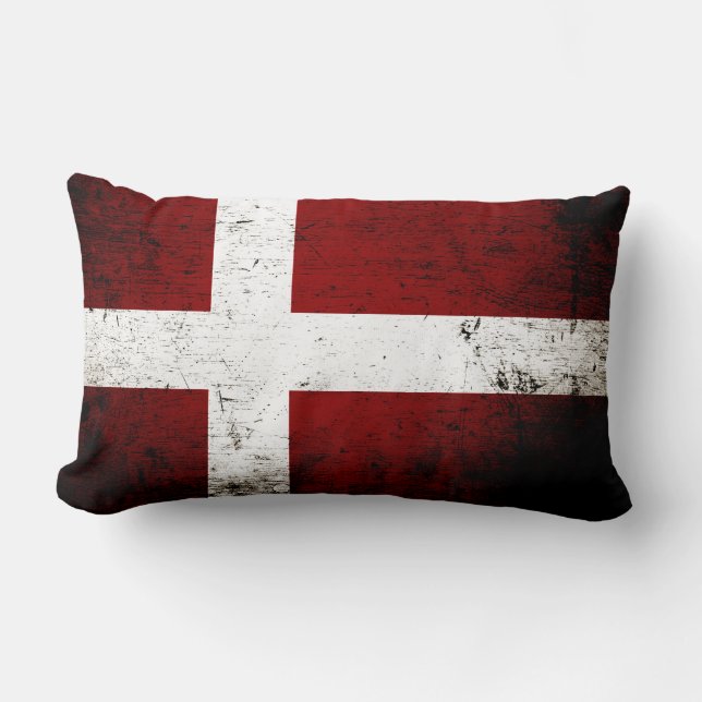 Svart GrungeDanmark flagga Lumbarkudde (Framsida)