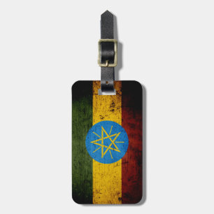 Svart GrungeEtiopien flagga Bagagebricka