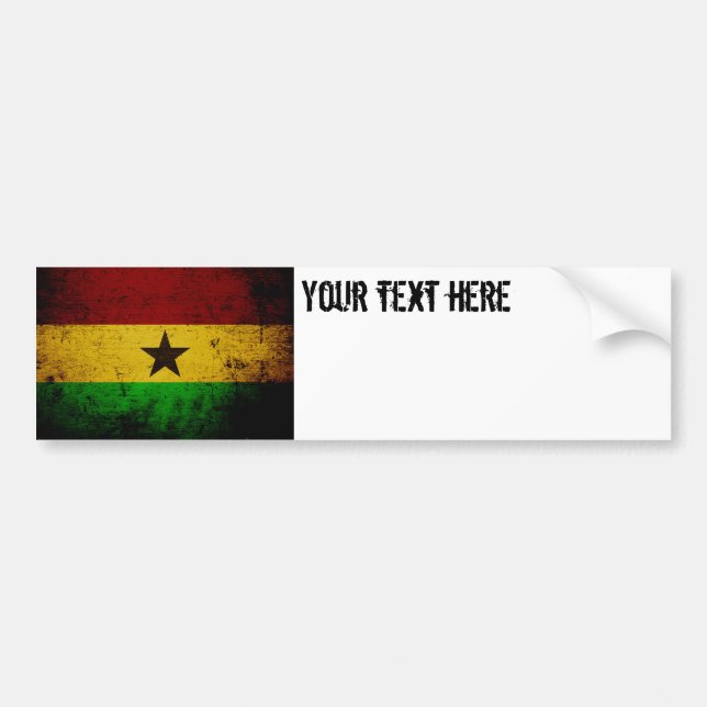 Svart GrungeGhana flagga Bildekal (Framsidan)