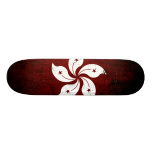 Svart GrungeHong Kong flagga Old School Skateboard Bräda 18 Cm