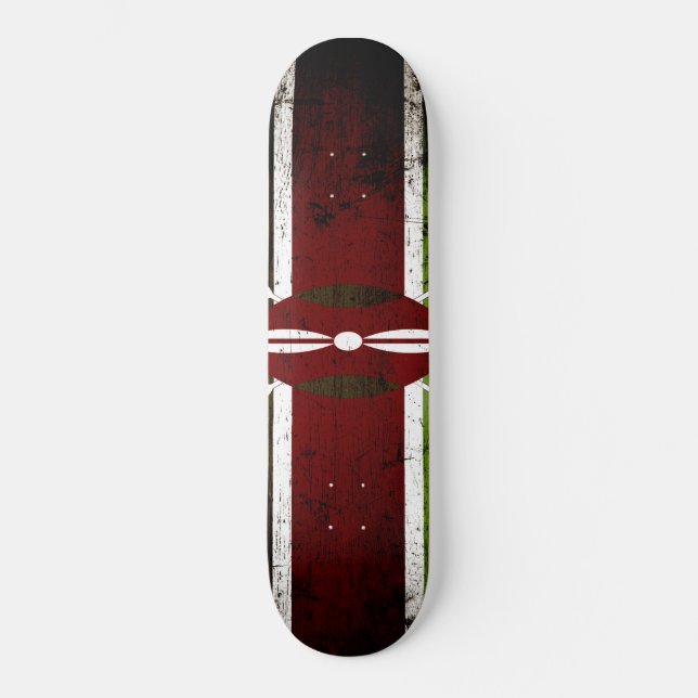 Svart GrungeKenya flagga Mini Skateboard Bräda 18,7 Cm (Framsida)