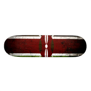 Svart GrungeKenya flagga Mini Skateboard Bräda 18,7 Cm