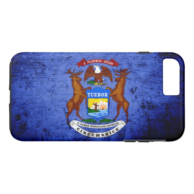 Svart GrungeMichiganflagga Case-Mate iPhone Skal (Baksida (horisontal))