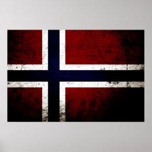 Svart Grungenorgeflagga Poster