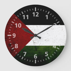 Svart GrungePalestina flagga Stor Klocka