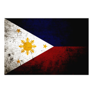Svart GrungePhilippines flagga Fototryck