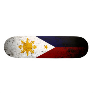 Svart GrungePhilippines flagga Skateboard Bräda 20,5 Cm