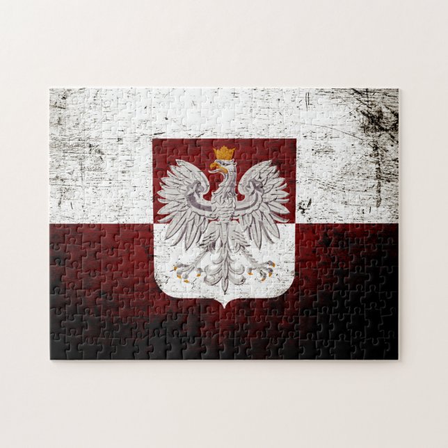 Svart GrungePolen flagga Pussel (Horisontell)