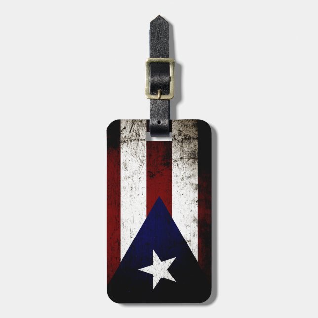 Svart GrungePuerto Rico flagga Bagagebricka (Vertikal Framsida)