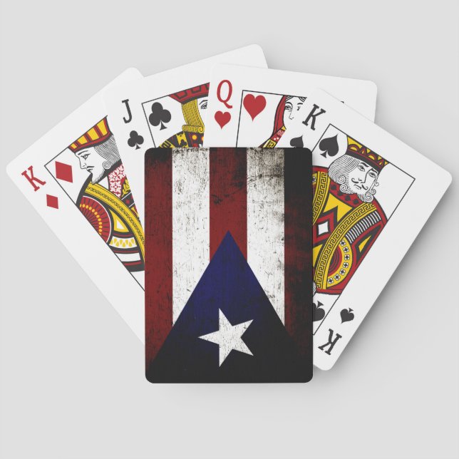 Svart GrungePuerto Rico flagga Casinokort (Baksidan)