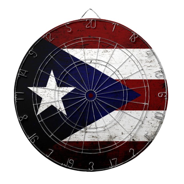 Svart GrungePuerto Rico flagga Darttavla (Framsidan)