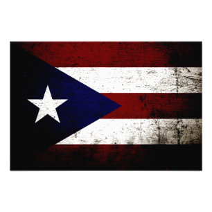 Svart GrungePuerto Rico flagga Fototryck