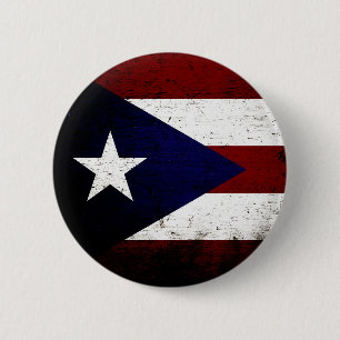 Svart GrungePuerto Rico flagga Knapp