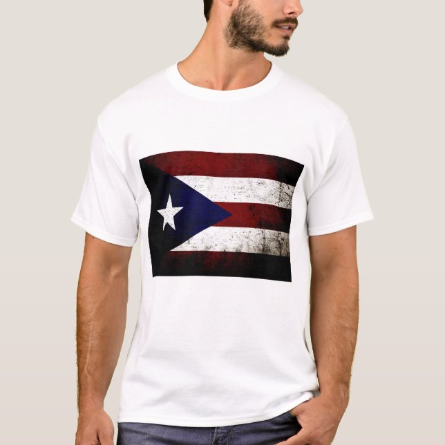 Svart GrungePuerto Rico flagga Tee (Framsida)