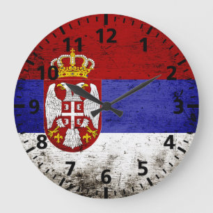 Svart GrungeSerbia flagga Stor Klocka