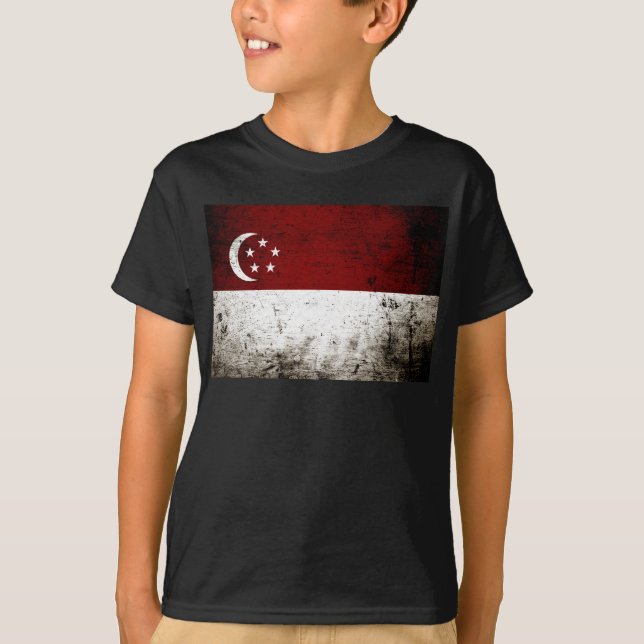 Svart GrungeSingapore flagga Tee (Framsida)
