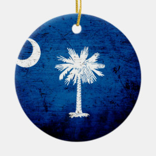 Svart GrungeSouth Carolina statlig flagga Julgransprydnad Keramik