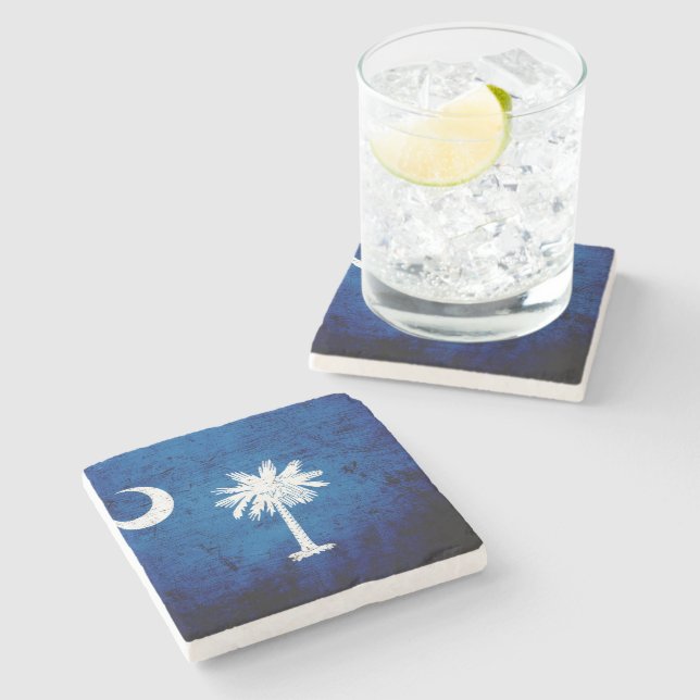 Svart GrungeSouth Carolina statlig flagga Underlägg Sten (Sidan)