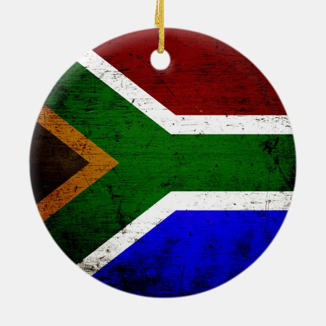Svart GrungeSydafrika flagga Julgransprydnad Keramik (Baksidan)