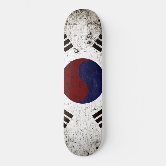 Svart GrungeSydkorea flagga Skateboard Bräda 19,5 Cm (Framsida)